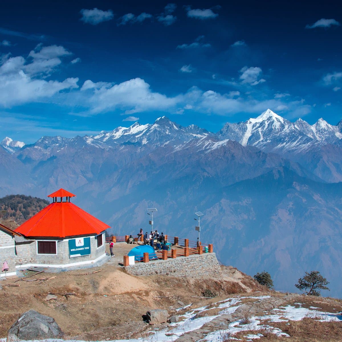 Snow-covered Khaliya Top meadow facing the Panchachuli range